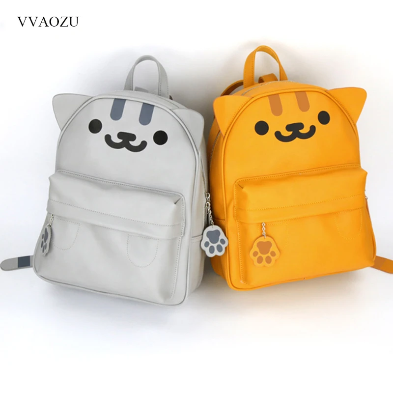 原宿アニメ猫atsume Puバックパック女の子かわいい猫耳と尾ショルダーバッグカワイイ猫裏庭ランドセル Pu Backpack Backpack Girlsschool Backpack Aliexpress
