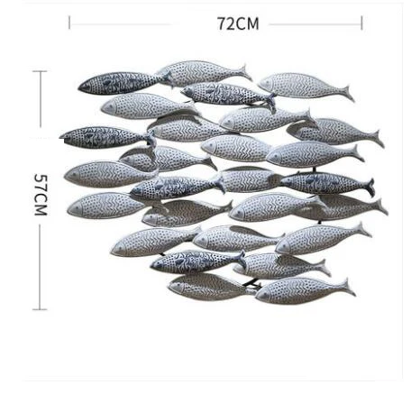 Американские кованые морские рыбки Группа настенные украшения для дома Гостиная настенные украшения отель кафе настенные стикеры ремесла - Цвет: style1