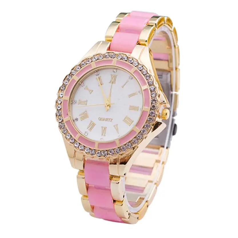 

Hot sale 2018 products Fashion luxury Stainless Steel Crystal Dial Band Analog Quartz Women Wrist Watch casual elegant bracelets