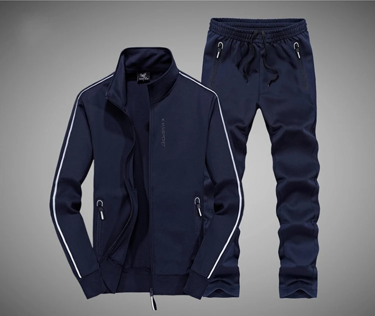 Тан Прохладный 2019 Для мужчин новый бренд мода спортивные костюмы куртка + спортивные брюки комплект из двух предметов спортивный костюм