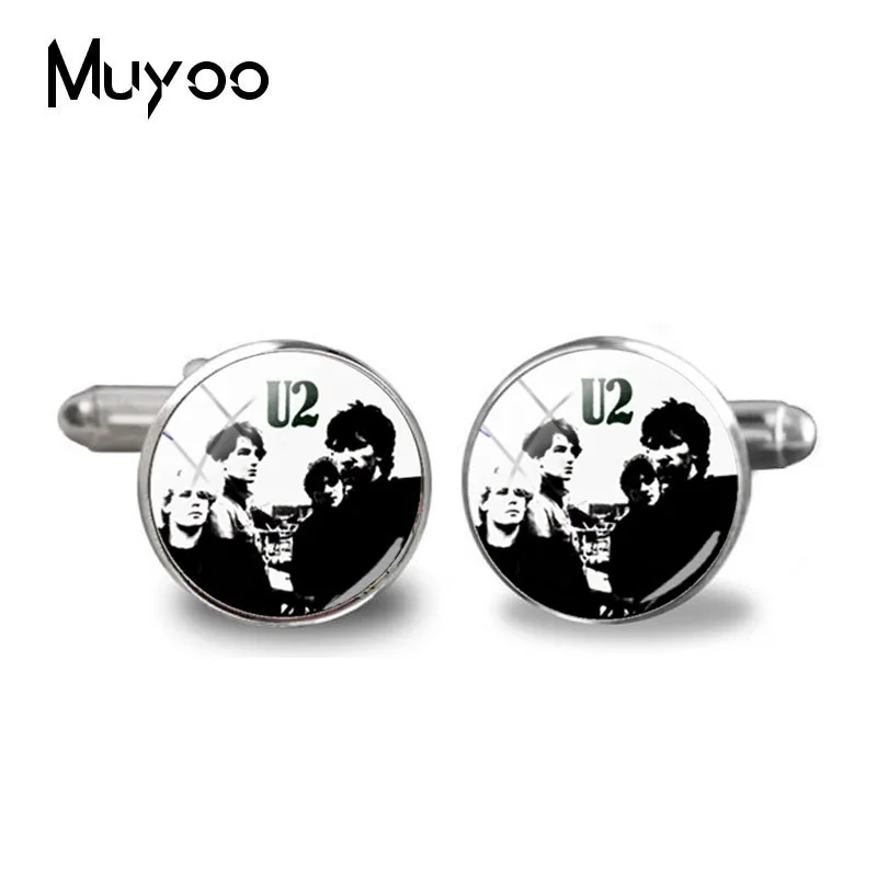 

2018 New Trendy Pop Rock Band U2 Cufflinks Steampunk Rock Band U2 Glass Photo Cuffs Round Jewelry Shirt Cufflink For Mens Gifts