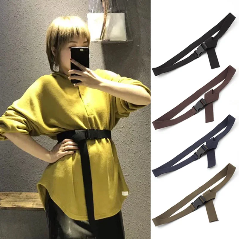 1 Pcs Stylish Canvas Belt for Pants Dress Jeans Waist Belts Solid Color Long Belt WML99Men's