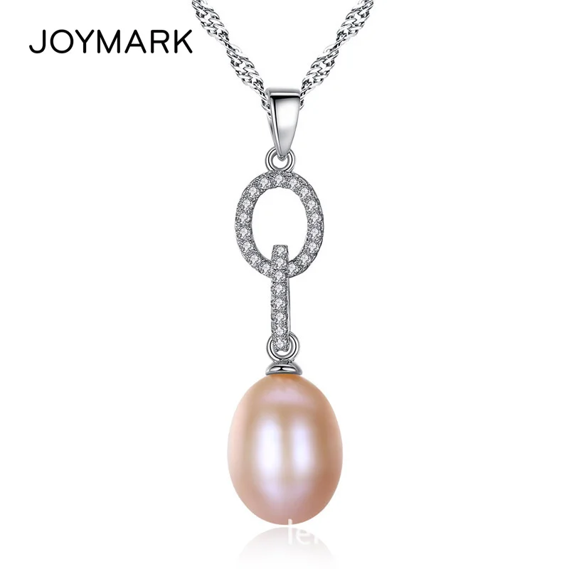 

Zircon Pave 925 Sterling Silver Natural Freshwater Drop Pearl Dangle Pendant Women Necklaces Mother's Day Gift JPN321