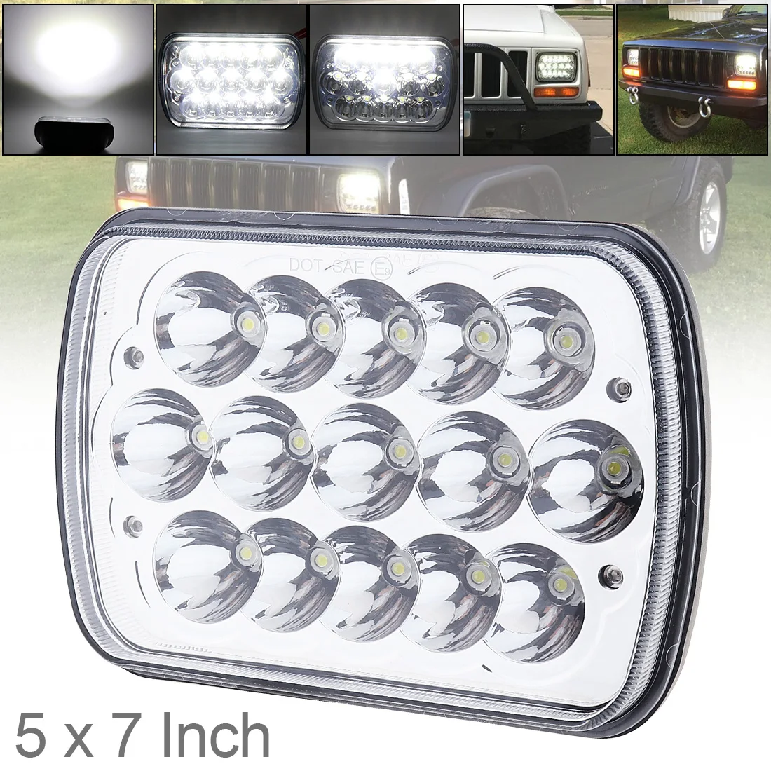 

5X7 7X6 Inch Car Headlights Rectangular LED Headlights for Jeep Wrangler YJ Cherokee XJ Trucks 4X4 Offroad Headlamp