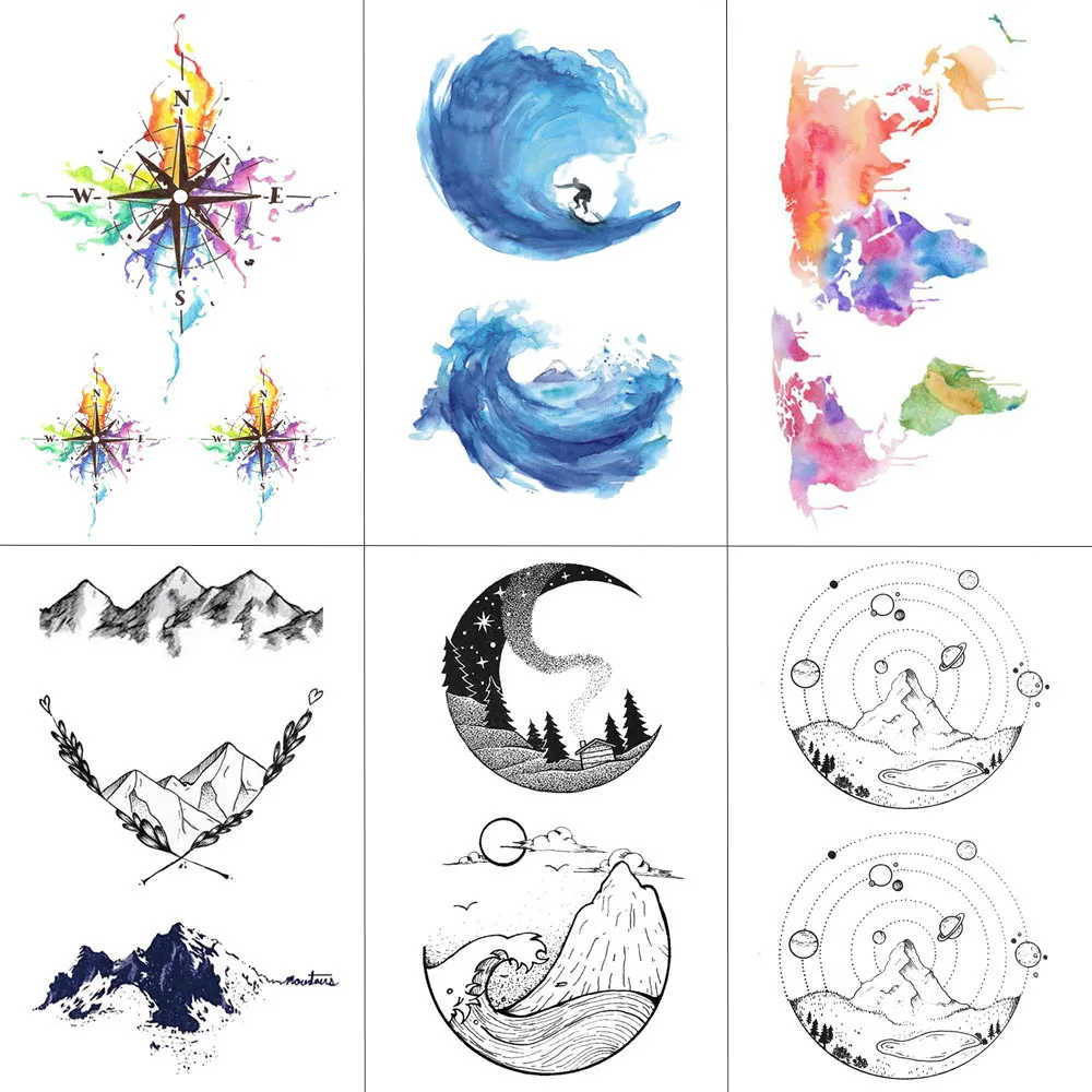 HXMAN الجبلية المؤقتة الوشم ملصق الكوكب الوشم للنساء أزياء مثير الجسم الفن للماء الذراع الوشم وهمية 9.8X6 cm E-043 HXMAN الجبلية المؤقتة الوشم ملصق الكوكب الوشم للنساء أزياء مثير الجسم الفن للماء الذراع الوشم وهمية 9.8X6 cm E-043