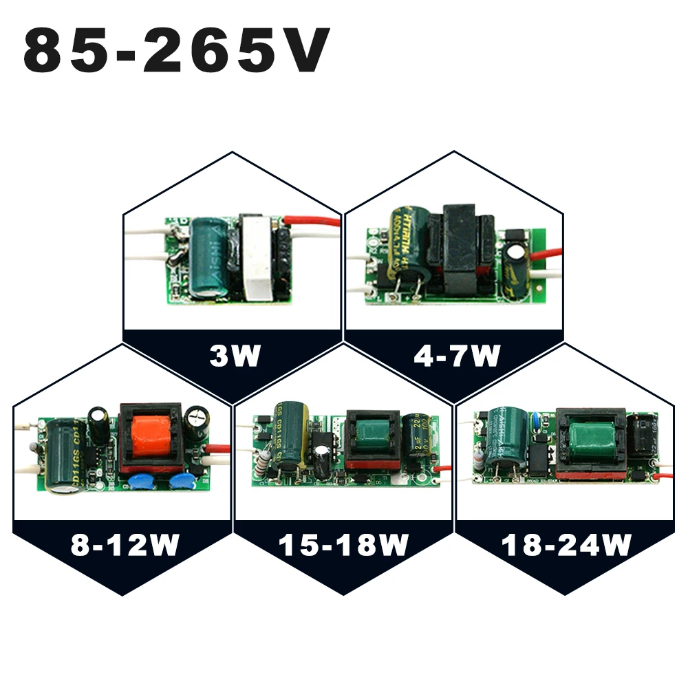 Controlador LED 1x3W - Entrada 85-265V, Salida 2-4VCC, 600mA - Fuente Alimentación Para Lámparas LED