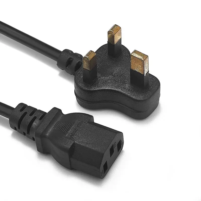 100pcs 3 Prong Power Cable UK Plug IEC C13 Mains AC Adapters Power Cord