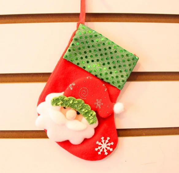 1 pcs 2017 Christmas Stockings Socks Santa Claus Candy Gift Bag Xmas Christmas Decoration For Home tree decor