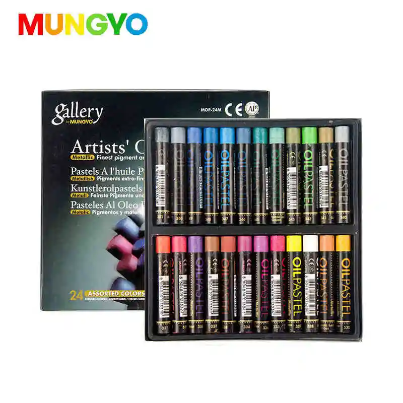 Масляные пастели MUNGYO Gallary artist 24/12 металлик и Флуоресцентный цвет масляная краска