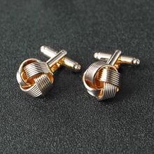 Knot Cufflinks for Men Shirt Cufflinks Silver Gold Color Plated Unique Fashion Business Wedding French Cuff Links fashion silver plated 26 english letters metal cufflinks h cuff links