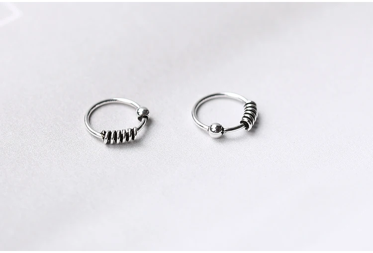 

925 Sterling Silver Bali Huggie Hoop Sleeper Nose Earrings Ear Bone Ring A1595