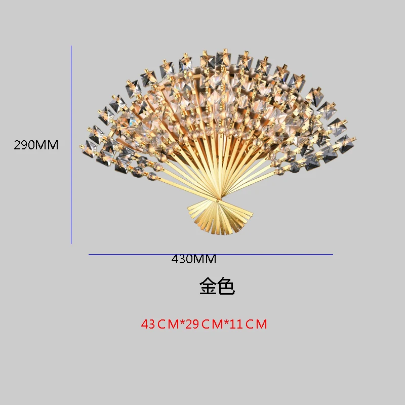 Современный Веерообразный настенный светильник s Роскошный Европейский Хрустальный Настенный Светильник Коридор Спальня прикроватный светодиодный светильник