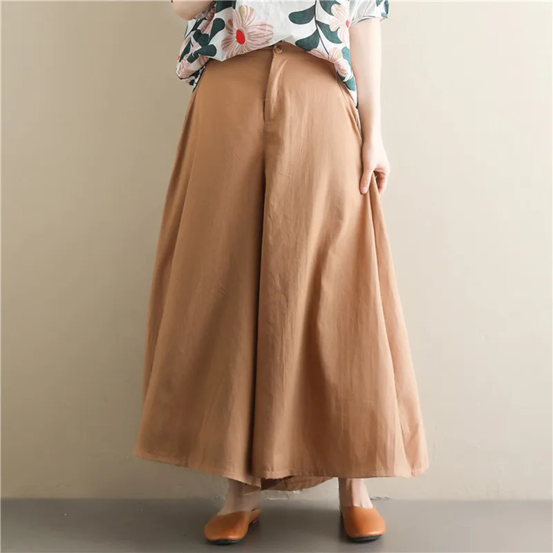 

Johnature New Casual Korean Loose Women Clothes 2019 Summer Vintage Women Pants Solid Color Full Length Wide Leg Pants