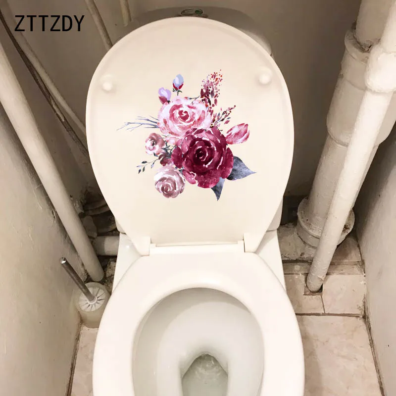 

ZTTZDY 21.1*19.7CM Hand Painted Watercolor Rose Girl Bedroom Wall Sticker Personality Toilet Decals Decor T2-0041