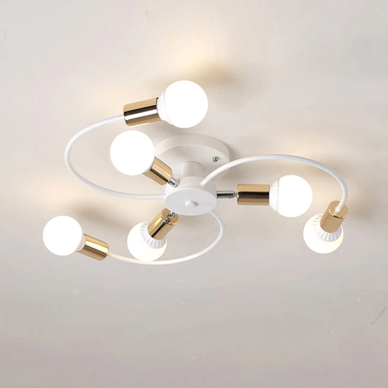 Nordic Bedroom Ceiling Lamp Personality Room Dining Room Lighting Iron Living Room Light Simple Modern Flush Mount Ceiling Light