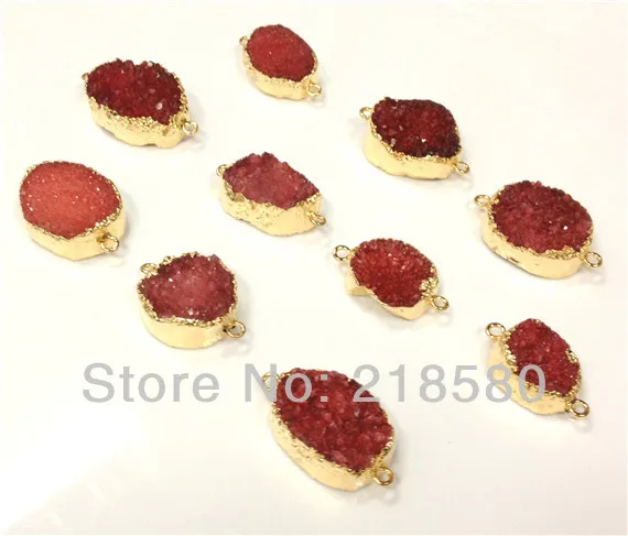 H-DPB05 10 шт. Вишневый Drusy Камень, соединитель подвеска друзы случайной формы