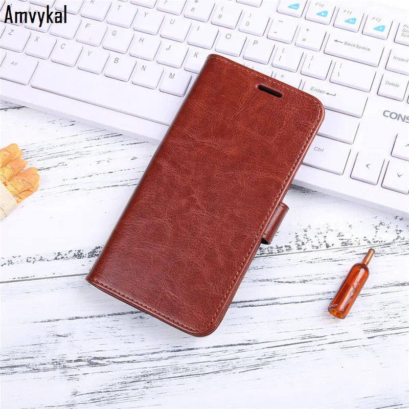 Amvykal для iphone XR XS samsung S10 S10e S9 S8 A6 A8 A9 J4 J6 Plus Note 9 8 Бизнес чехол-книжка для телефона кожаный чехол-портмоне с функцией подставки - Цвет: Brown