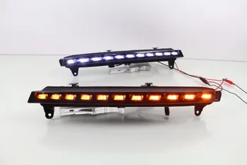 

Osmrk LED DRL daytime running light for audi Q7 2006 2007 2008 2009 with yellow turn signal 12V waterproof