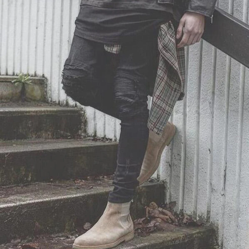 

New Destroyed Jeans Men 2017 Autumn Brand Knee Holes Distressed Denim Jeans Homme Casual Hip Hop Damage Locomotive Skinny Jeans