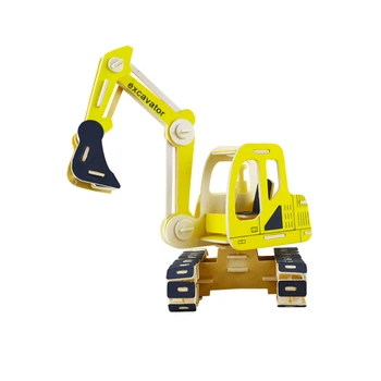 

A child's Toy 3D Puzzle Wooden Toy children's Excavator And Dump Truck The Best Montessori Education DIY Toy