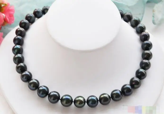 

FREE SHIPPING HOT sell new Style >>>>Huge 17" 12mm black round FRESHWATER PEARL NECKLACE 925ss