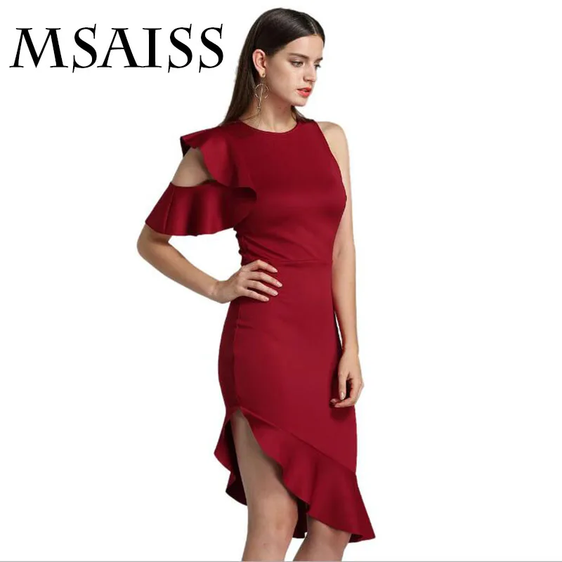 MSAISS Ruffles Party Women Dress Sexy Lady mini - wrap Butterfly Sleeve Beach Casual Work Dresses | Женская одежда