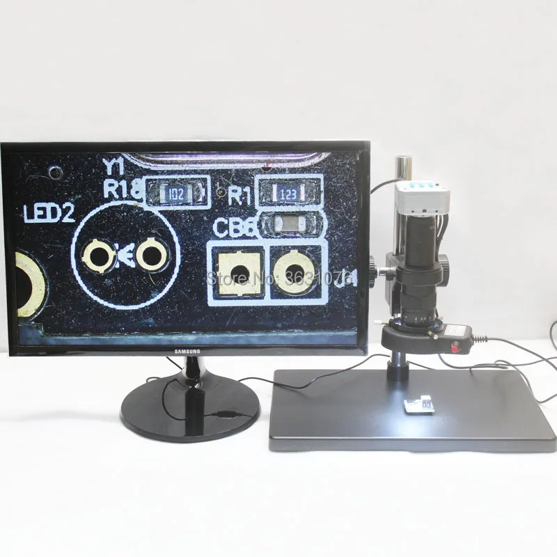 

20MP 1080P 60FPS Industrial Microscope Camera HDMI USB Output 10X-180X C-mount Lens Large Workbench Adjustable LED Lights