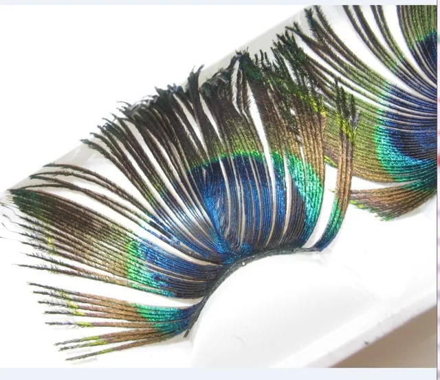 Eyelashes peacock natural feather false eyelashes tantalising style
