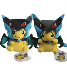 Fashion 2 Style Pikachu Cosplay Mega Charizard X Plush Toys 25cm Kawaii Pikachu Plush Soft Stuffed Animals Toys for Kids