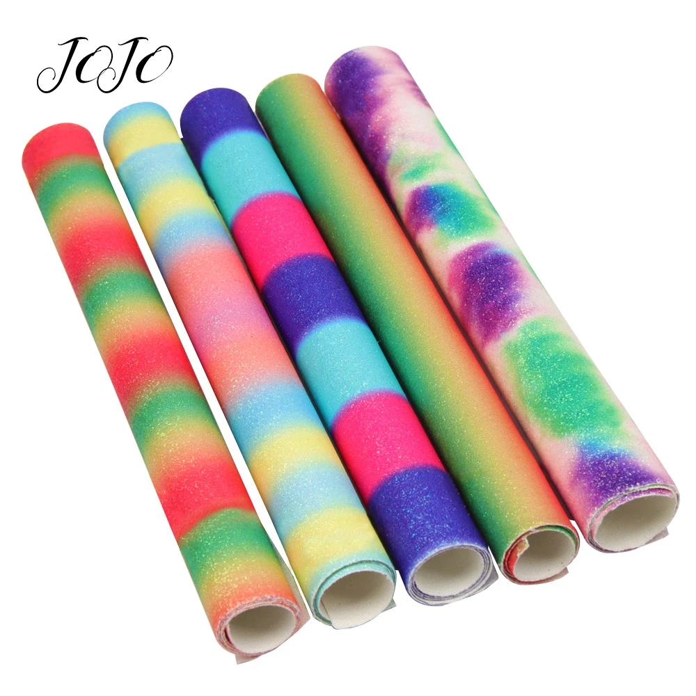 

JOJO BOWS 22*30 cm Glitter Fabric Sheets Shiny Gradual Color Stripe Party Celebration Decorations DIY Headwear Bows Accessories
