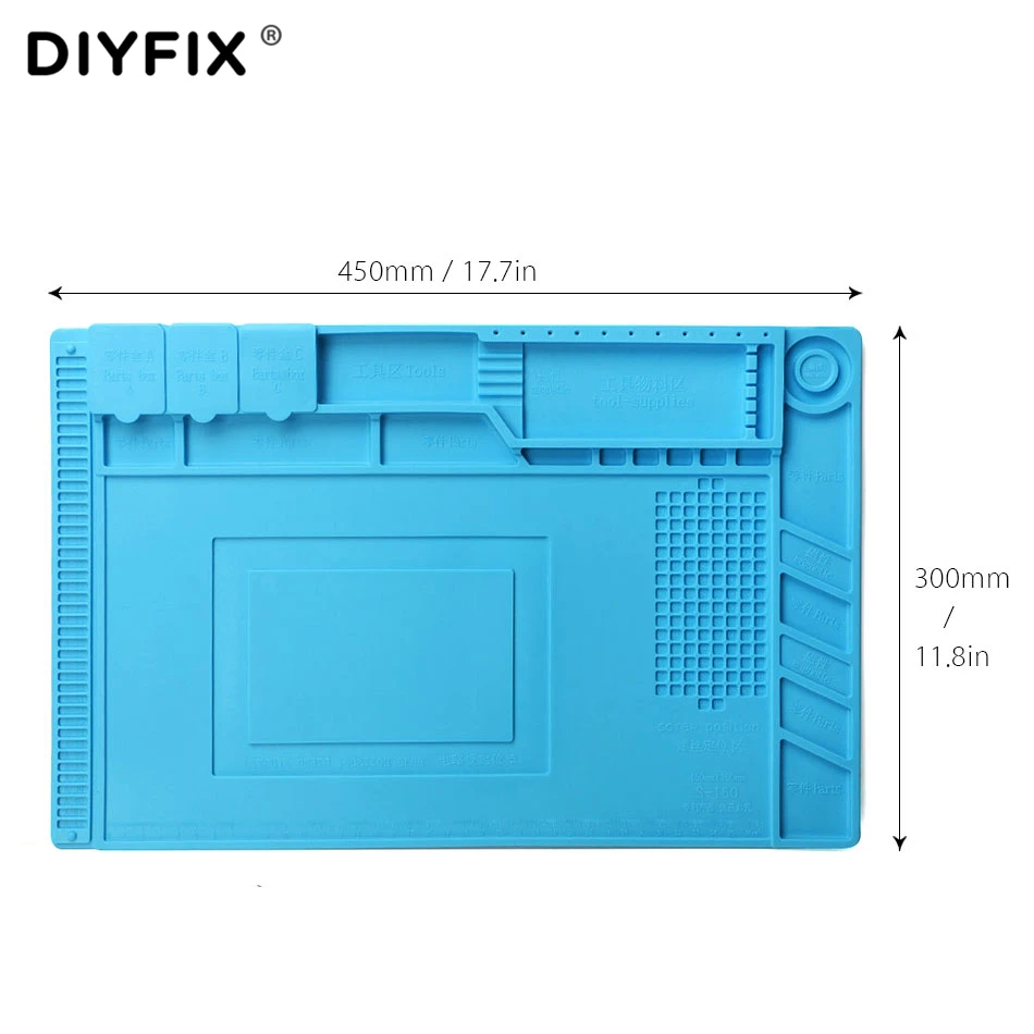 DIYFIX 45x30 см теплоизоляция силиконовый коврик стол коврик техническое обслуживание платформы для BGA паяльная ремонтная станция с магнитной секцией