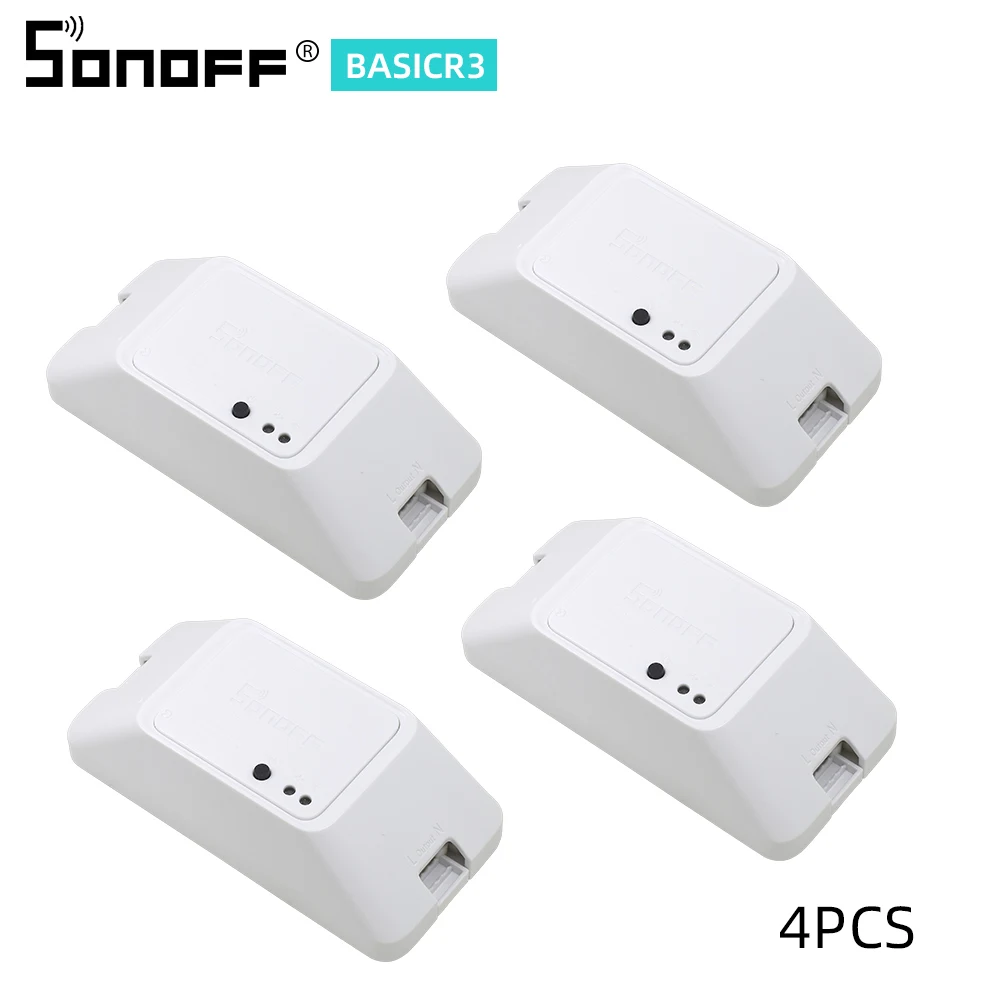 2/3/4/5/8/10 шт. SONOFF Basic R3 DIY умный переключатель Wi-Fi Беспроводной приложение Дистанционное Управление Свет синхронизации Поддержка Alexa/Google Assistant - Комплект: 4PCS