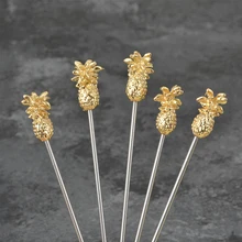 Нержавеющая сталь мартини непальская игла ананас оливковая игла Подпись коктейль игла фрукты вилка коктейль знак