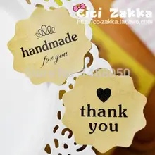 360 шт/партия крафт-бумага "ручная работа" и "спасибо" наклейка/этикетка клейкой бумаги/для упаковки упаковочной коробки упаковочная коробка печать