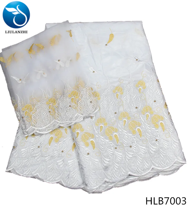 

LIULANZHI India Bazin Riche Getzner Lace Fabric 2018 With Blouse Beaded Embroidered Lace Basin Fabric for party 7yards HLB70