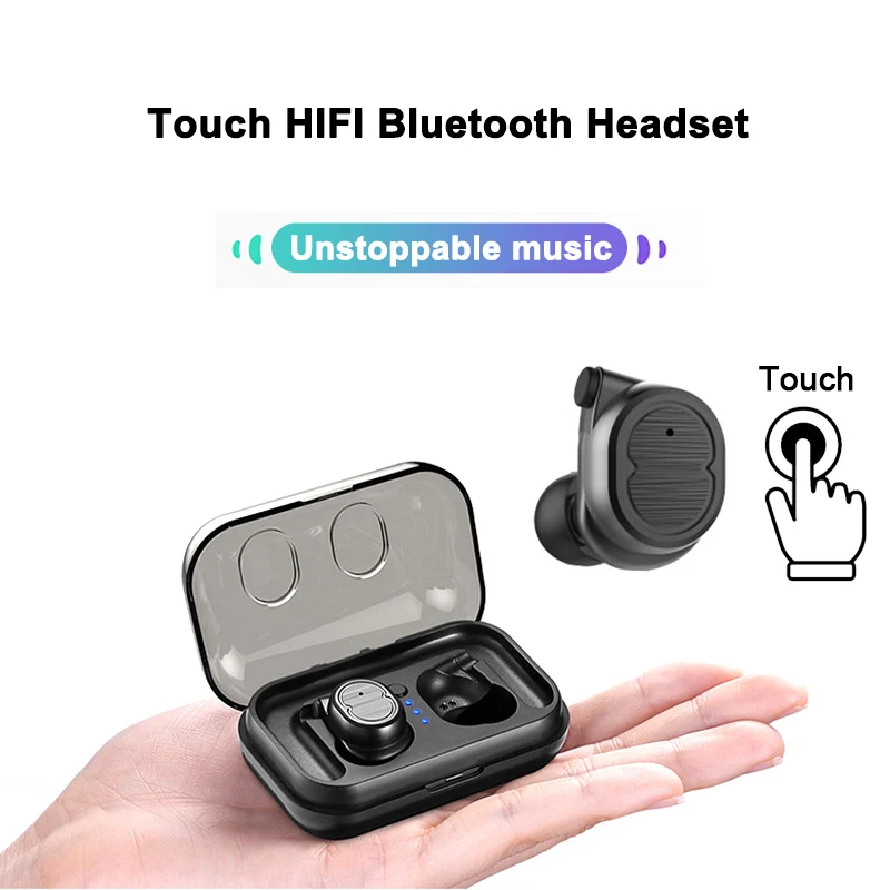

Mini Wireless Bluetooth Headset 5.0 Earphones Stereo Earbuds Touch Control With Charging Box Handsfree MIC for iphone Xiaomi
