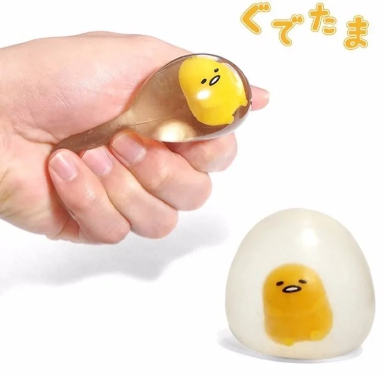 Gudetama Action Figure Lazy Gudetama Vomiting Egg Stress Released Toy Yellow Egg PVC Model Doll Gift