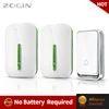 ZOGIN-timbre de puerta inalámbrico con autoalimentación, luz nocturna sin batería, enchufe europeo, para el hogar, 1, 2 botones, 1 y 2 receptores ► Foto 1/6