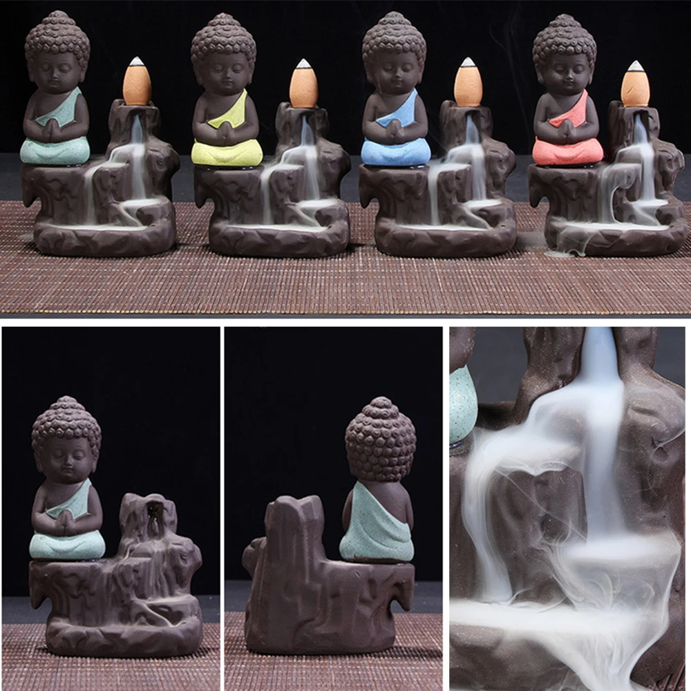 1 шт. горелка маленький монах маленькая Будда керамическая курильница водопад обратная курильница с держателем домашний декор Буддийские принадлежности