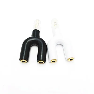 25pcs lot Headset Adapter Kit U Shape 3 5mm Y Splitter for Audio Headphone and MIC Headset Cellphone Factory Price