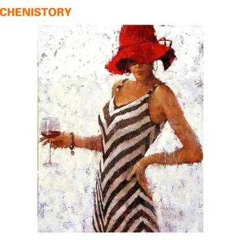 

CHENISTORY Drinking Sexy Women DIY Painting By Numbers Acrylic Picture Figure Painting Home Wall Art Decor For Unique Gift 40x50