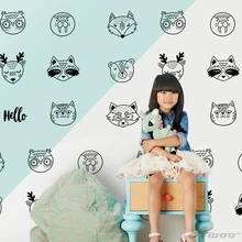 Скандинавский стиль настенная голова животного наклейки обои мебель шкафы наклейка детская комната DIY Украшение домашнего декора