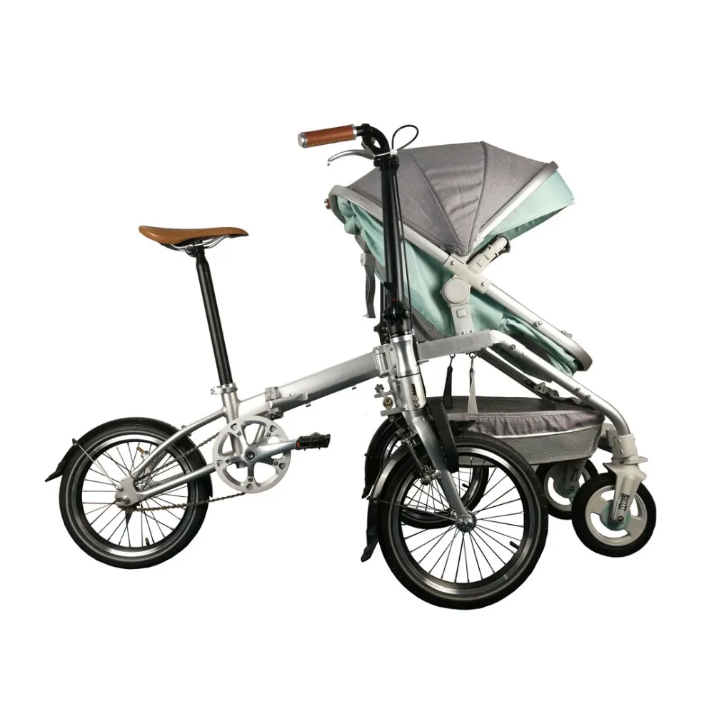 Clearance Recreational Parent-child Folding Bicycle Cruiser bike Pedicab  for Mother & Baby, Parent-child Bike, 2 in 1 Baby Stroller 2