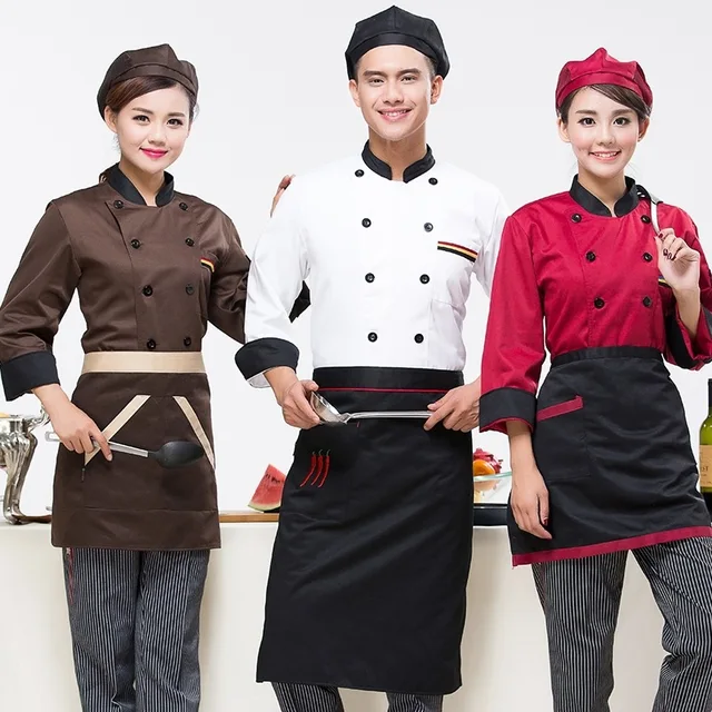 Chef clothing long sleeved autumn and winter hotel kitchen uniforms