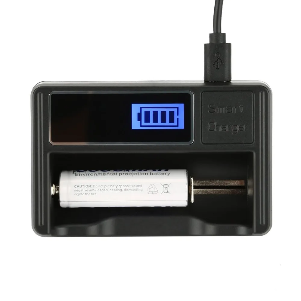 Portable LCD Smart Battery Charger Micro USB Input Universal