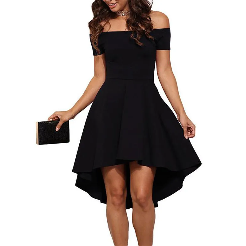 

Sexy Off Shoulder Dress Slash Neck Sexy Women Dress 2017 Summer Dovetail Elegant Cocktail Party Dress Vintage Vestidos