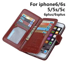 Phone Cases for Apple IPhone6S Phone Bag Case for IPhone6 Housing Card Holder Wallet Coque Multicard Crazy Horse Capa Shell SL12