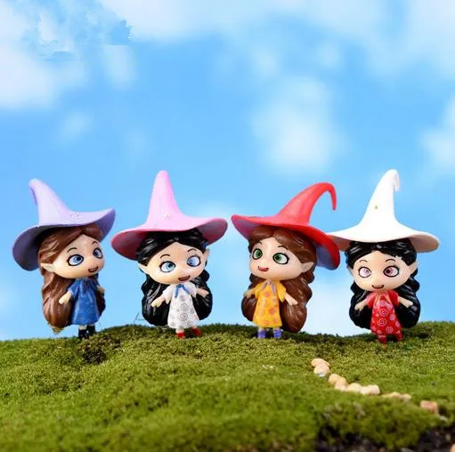 12Pcs Kawaii Pet Healing Super Cute Little Witch Micro Landscape Plant Resin Crafts Artificial Figurine Fairy Garden Miniatures
