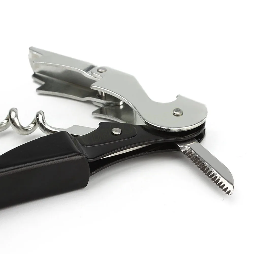 Double Hinged Corkscrew Hippocampus Knife Wine Bottle Opener Waiters Beer Key