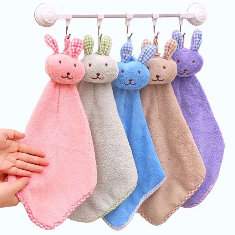 Детское полотенце с мультяшным рисунком кораллового цвета, детское полотенце с милым кроликом для мальчиков и девочек